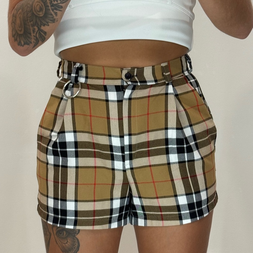 High Waist Plaid Women's Shorts